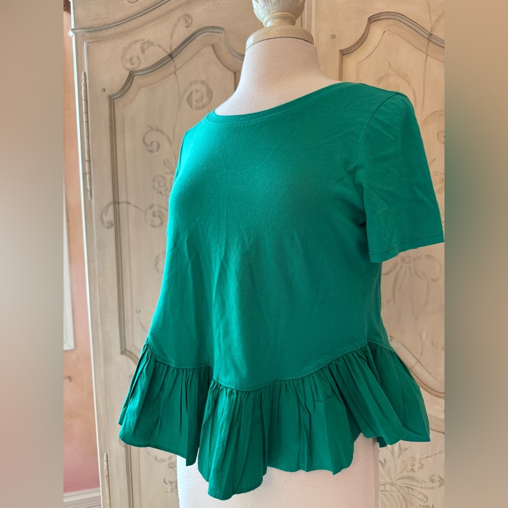 Green Peplum Hem Top from Anthro
